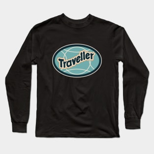 Retro Traveder Badge - Vintage backpacker Sticker - Classic Travel Illustration Long Sleeve T-Shirt